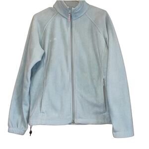 Columbia Light Baby Blue Pastel Full Zip Fleece Stand up Mock Collar Pockets Sm